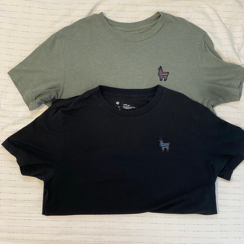 Bundle of Tentree Peru Embroidered Llama T-shirts Mens Sz XL Tree Blend